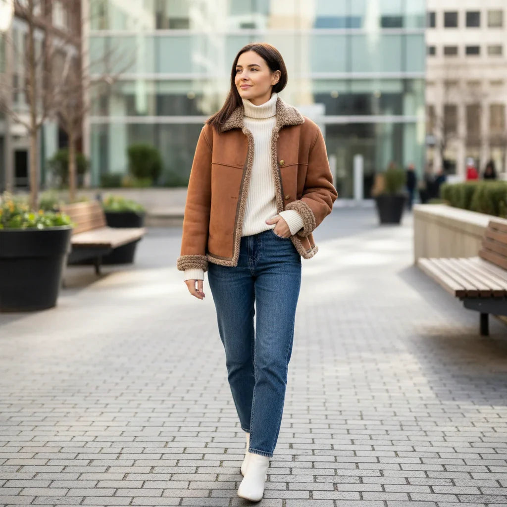 Women’s Classic Shearling Trim Jacket