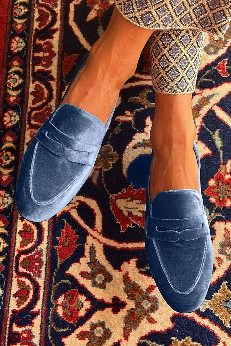 Men's Velvet Slip-On Loafers - Fashinoza