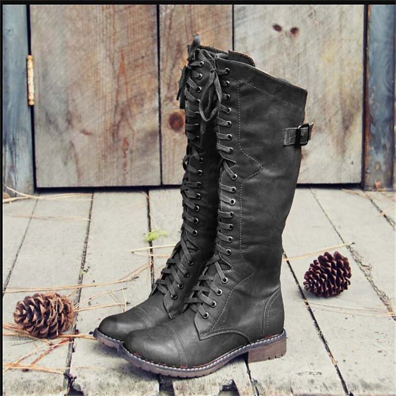 Kayla | Women Tall Lace Up Knee High Boots
