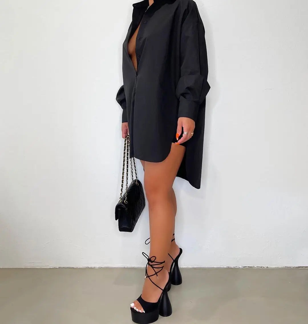 Women's Oversized Mini Dress Shirt