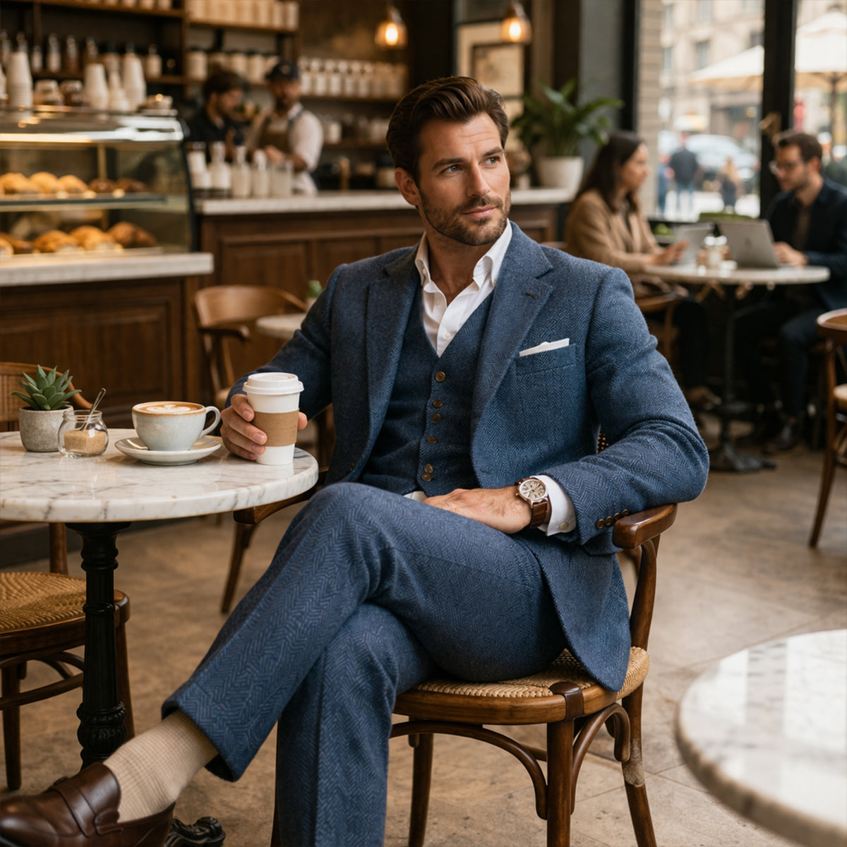 Men's Tweed Suit Herringbone 3 Piece