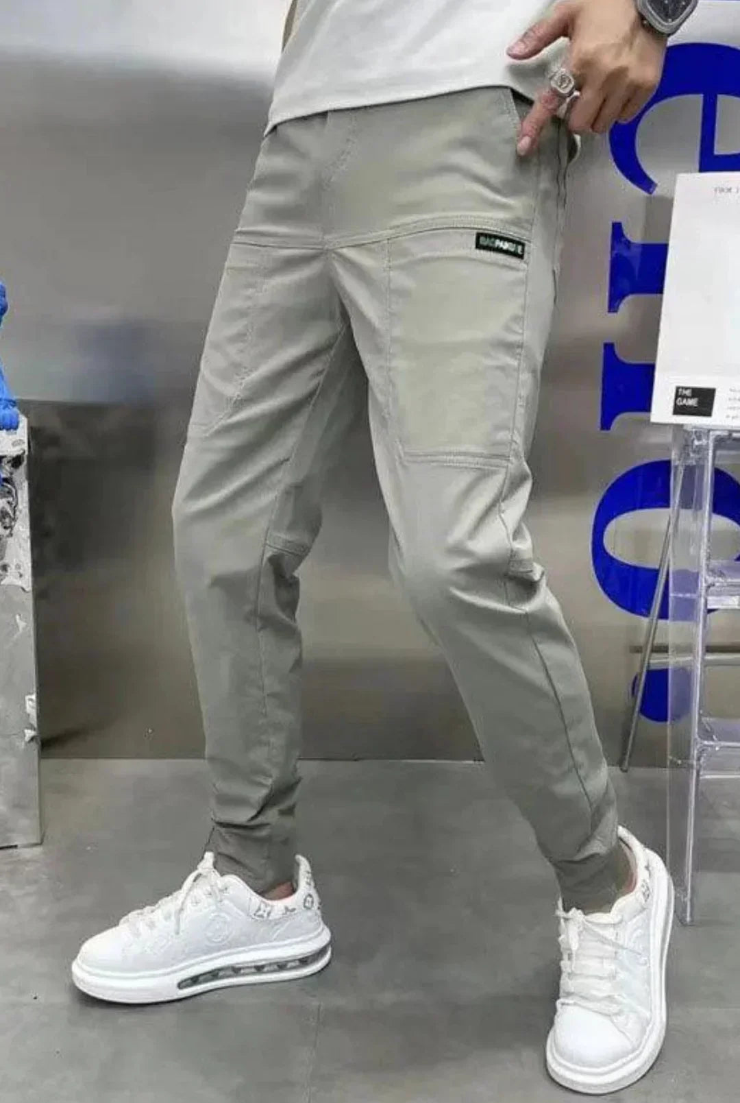 Elastic Mens Cargo Pants