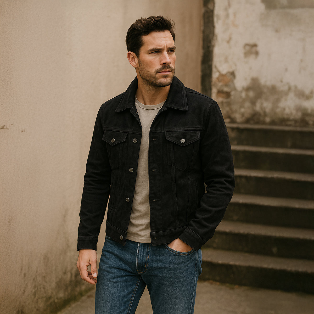 Montclair Men's Suede Cargo Jacket Lightweight