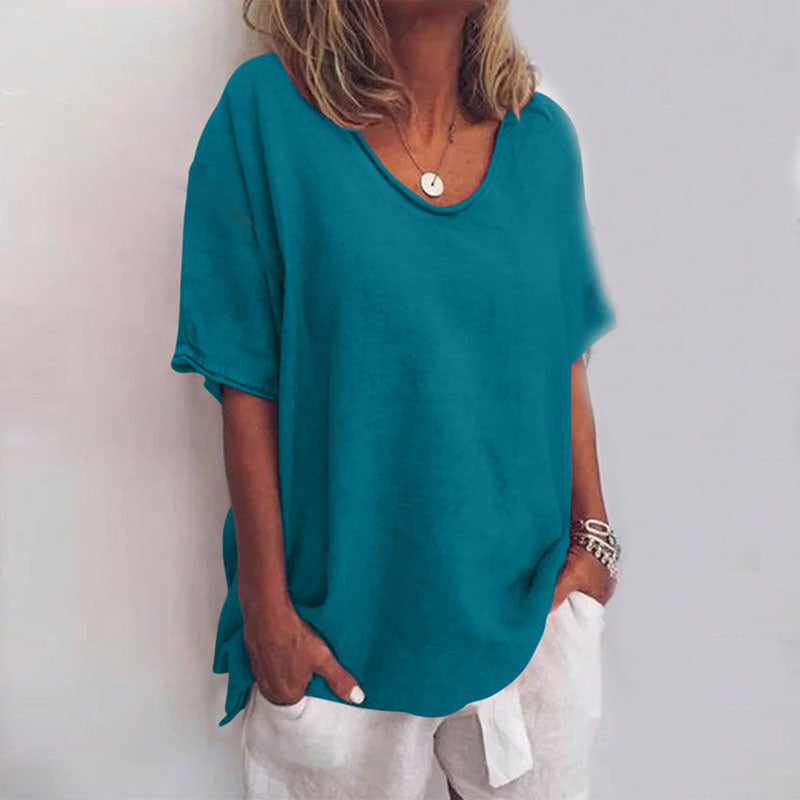 Women's Short Sleeve Round Neck Blouse