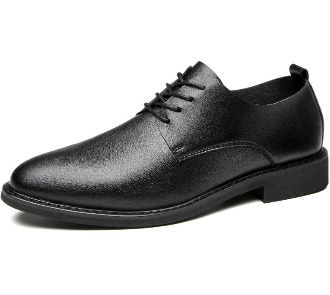 Men's Oxford Shoes Lace-Up Leather Black - Fashinoza