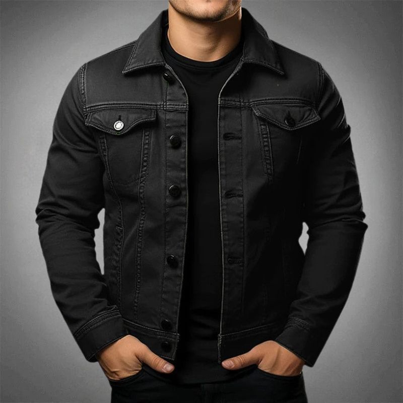 Men's Cotton Denim Jacket Classic Style Blue