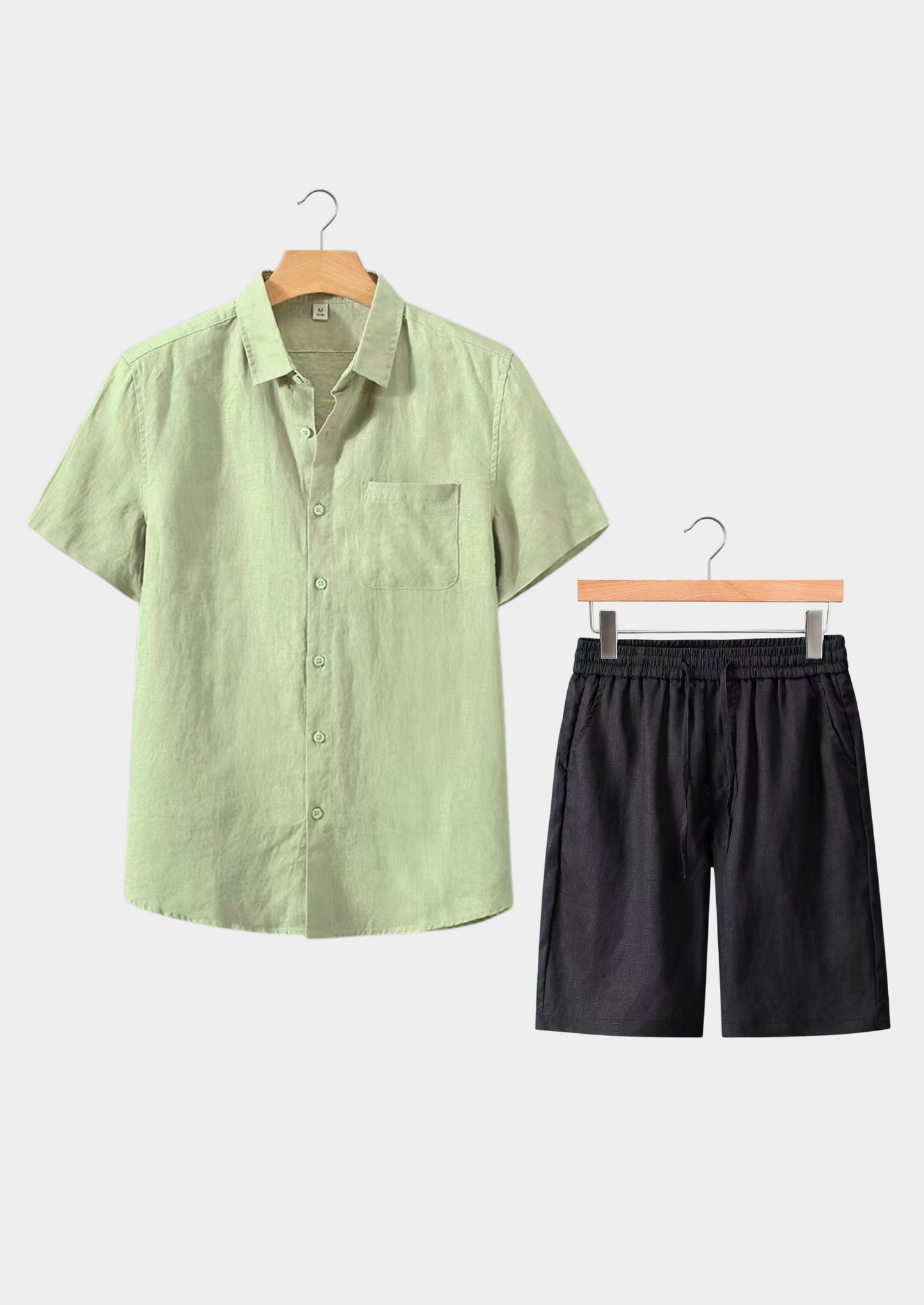 Men's Linen Shirt And Shorts Set -
Fashinoza