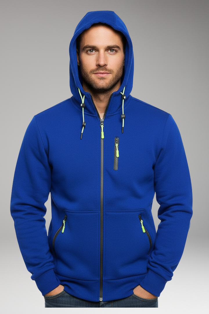 Men's Hooded Sports Jacket Zipper Pockets