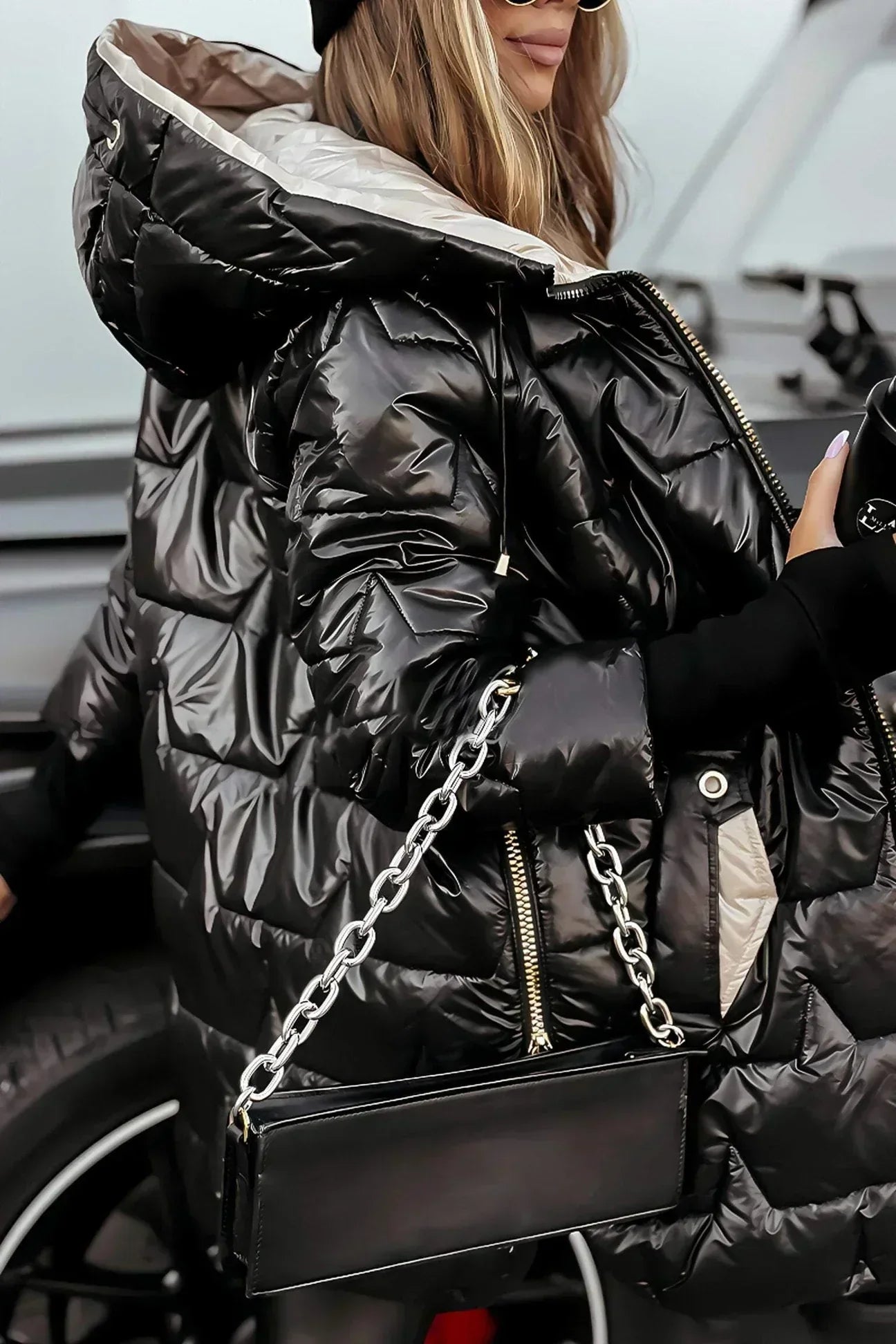 Women's Quilted Longline Zipper Jacket