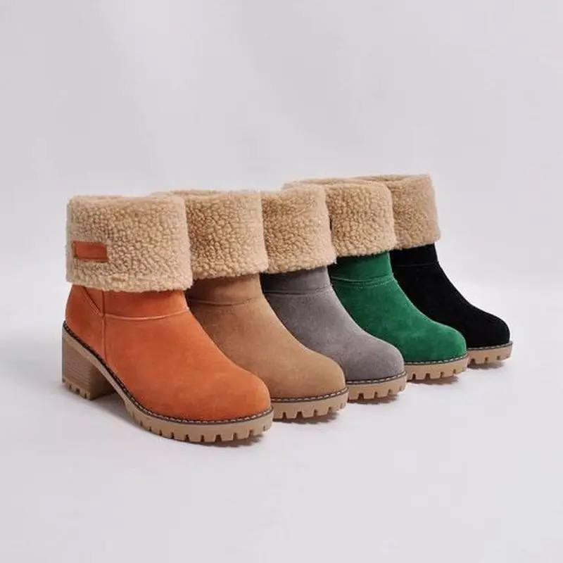 Women's Mid Calf Boots Block Heel Lug Sole
