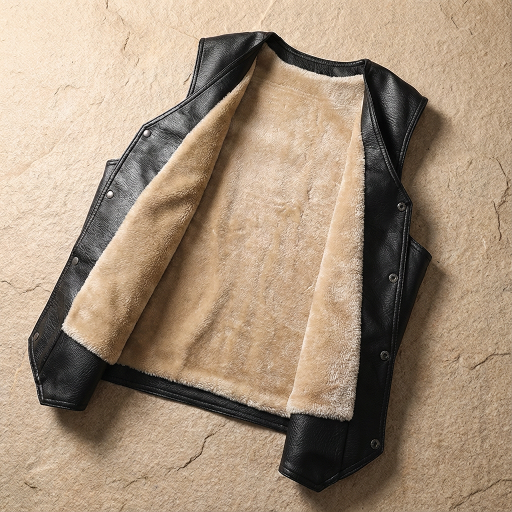 Nado Mens Fleece Lined Leather Vest