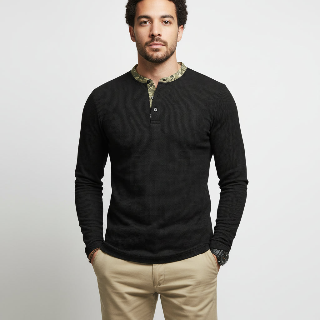 Lucas | Men's Spring Long-Sleeve Henley T-Shirt