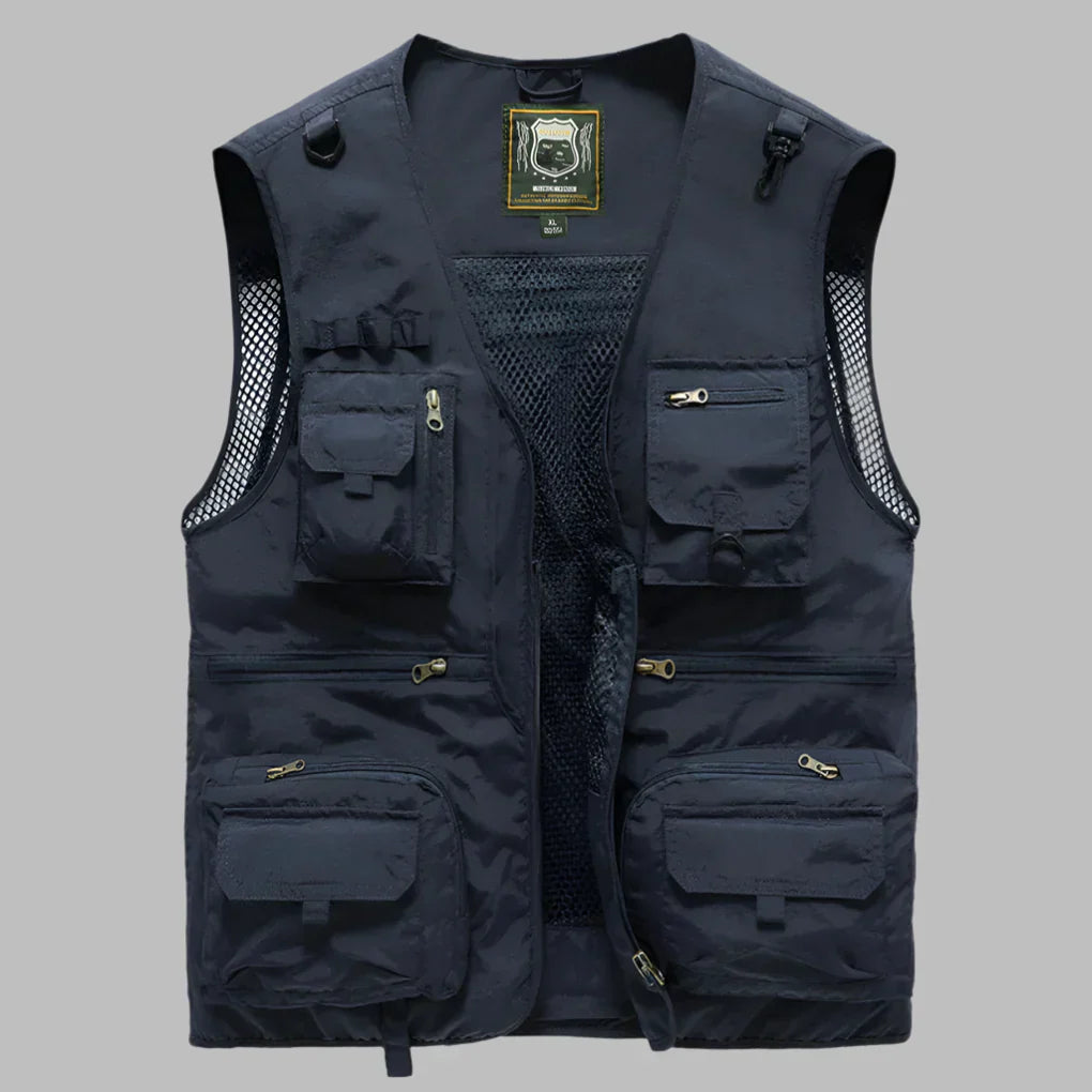 Men's Summer Vest Multi Pocket Cotton Tan