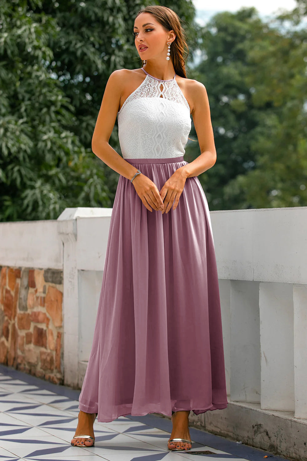 Natalie Women Wedding Guest Halter Maxi Dress