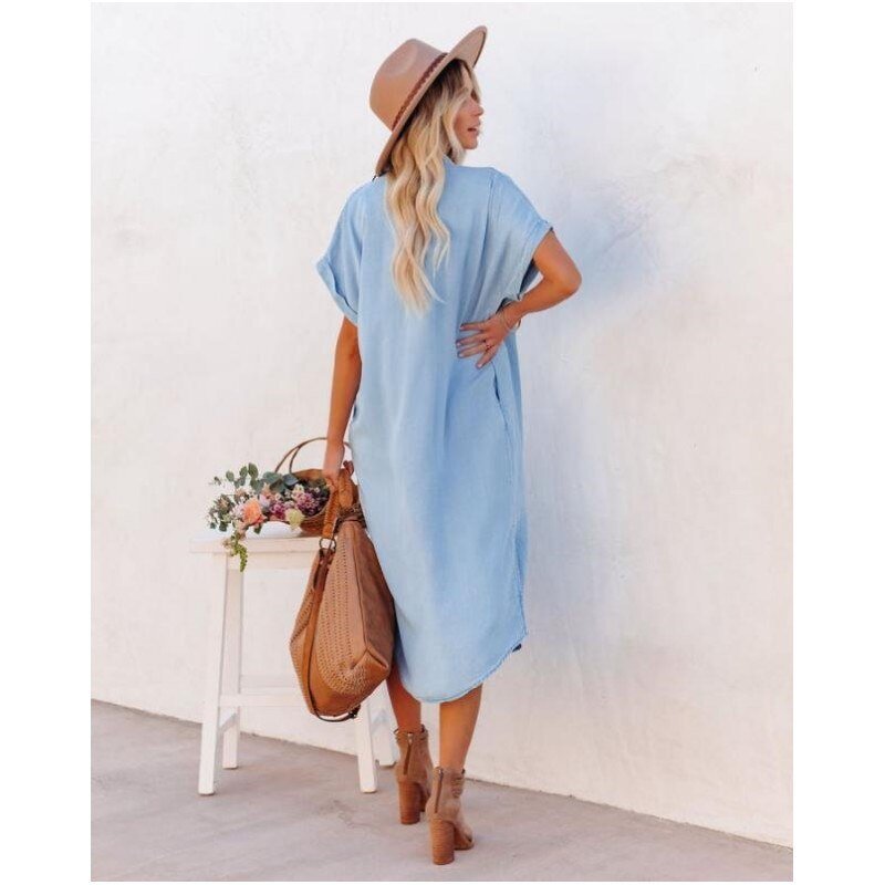 Women's Button Down Midi Shirt Dress
