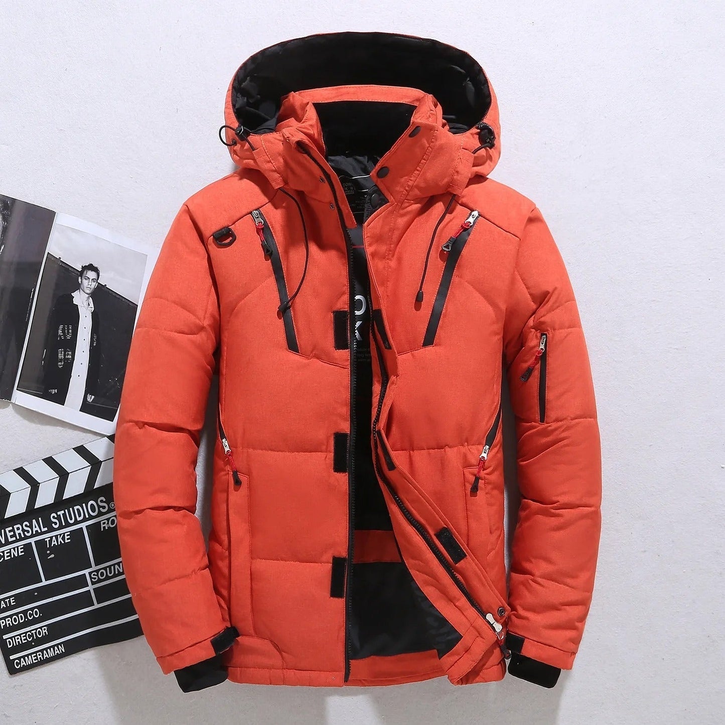 Men's Winter Parka Jacket Fur Lined Hooded Black