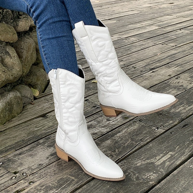 Women's Metallic Cowboy Boots Zip