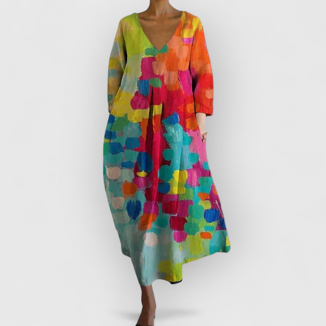 Women's Long Sleeve V-Neck Midi Dress -
Fashinoza