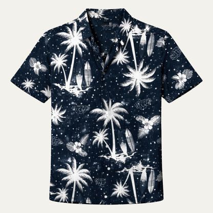 Ridgewind Men's Hawaiian Shirt Tropical Print Coconut Design - Fashinoza
