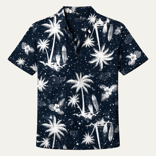 Ridgewind Men's Hawaiian Shirt Tropical Print Coconut Design - Fashinoza