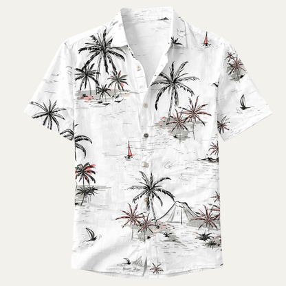 Men's Hawaiian Shirt Tropical Print Coconut Design - Fashinoza