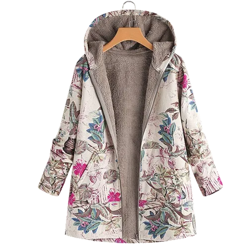 Women's Floral Hooded Jacket - Fashinoza