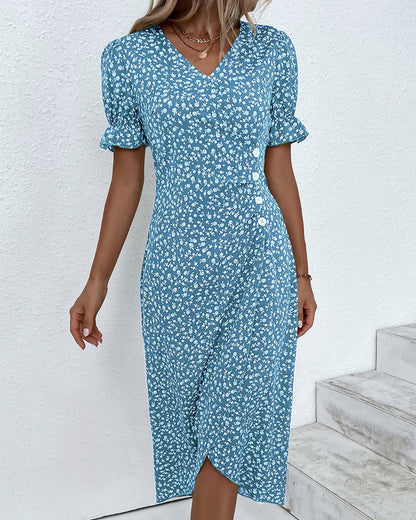 Women's V-Neck Dress Floral Print
