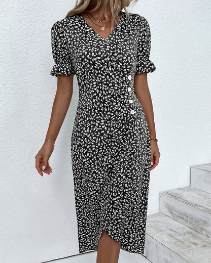 Women's Midi Dress Wrap Skirt Detail