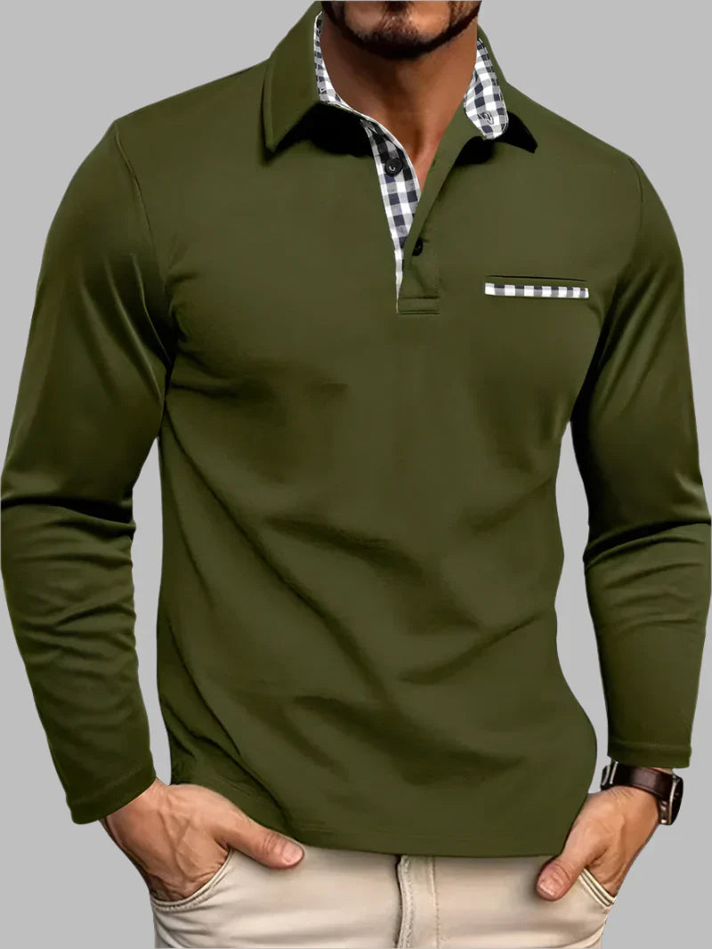 Men's Long-Sleeve Polo Shirt Cotton Classic