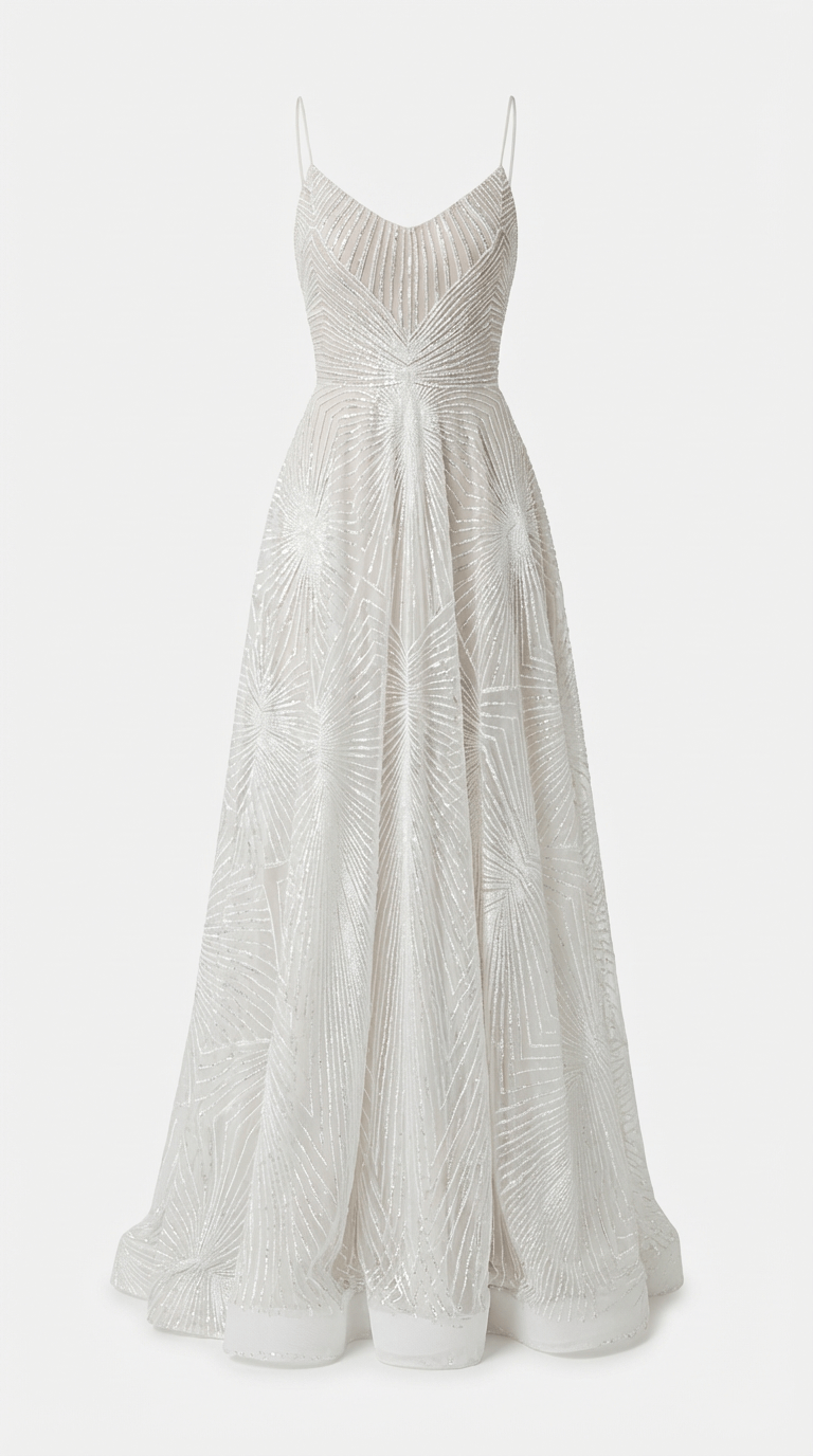 Women's Maxi Dress White Sequin