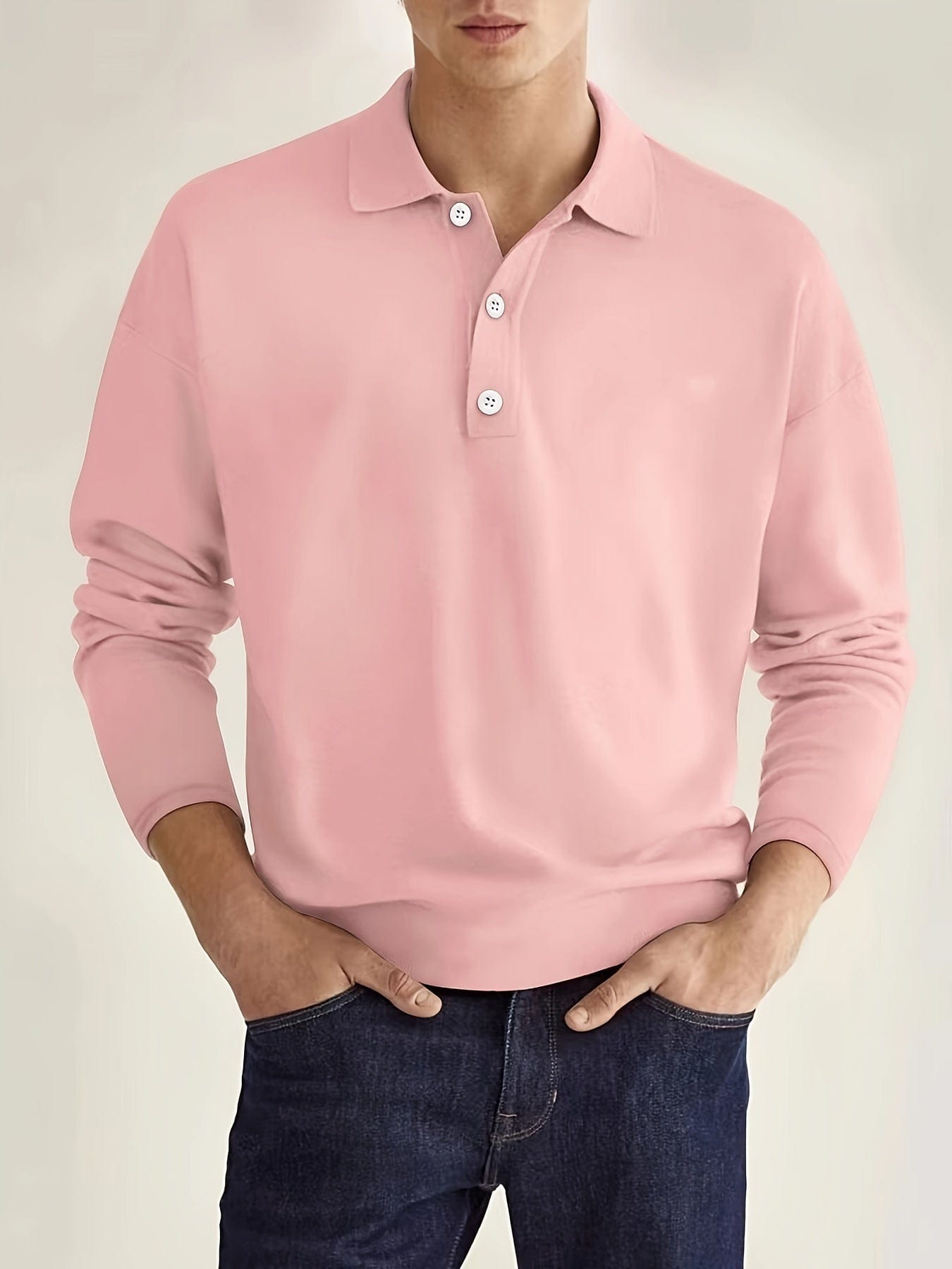 Men's Long Sleeve Polo Shirt Cotton
