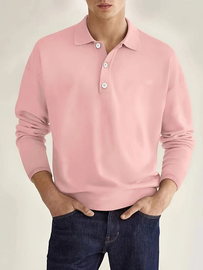 Men's Long Sleeve Polo Shirt Cotton