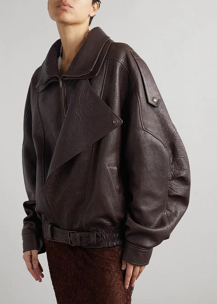 Women's Oversized Bomber Jacket Belted Casual - 
Fashinoza