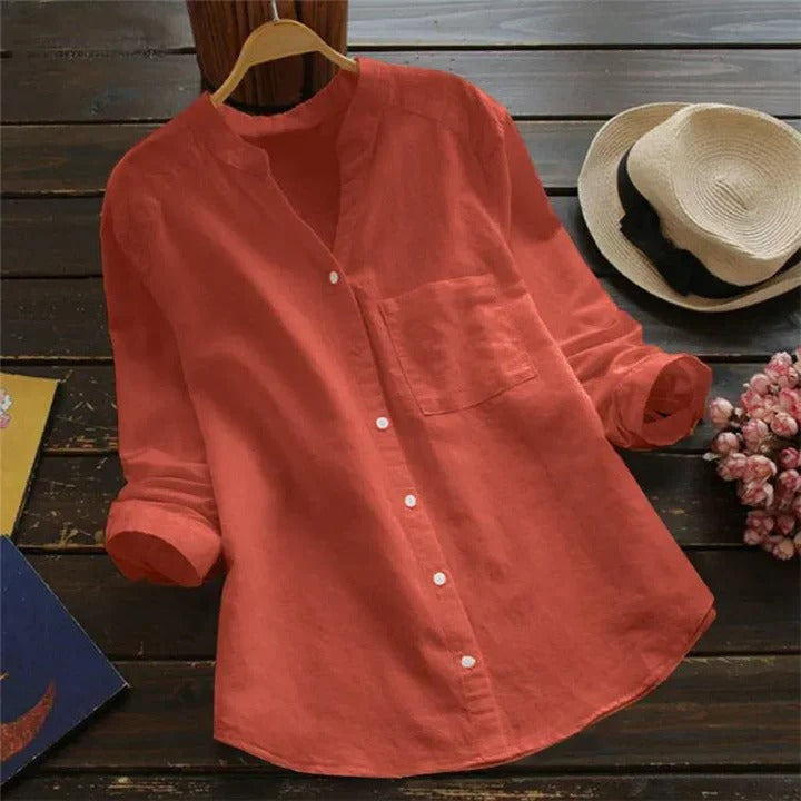 Women's Linen Cotton Blend Shirt - Fashinoza