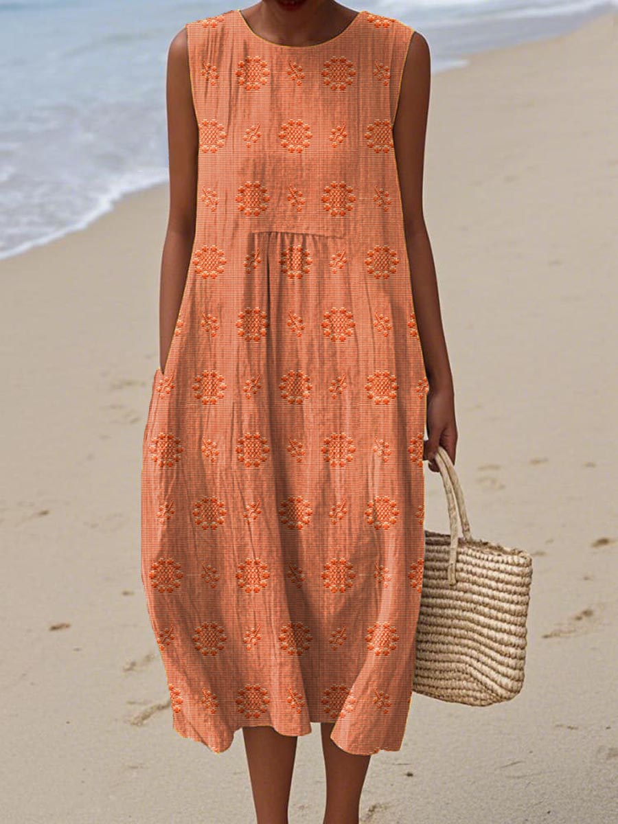 Women's Round Neck Textured Dress