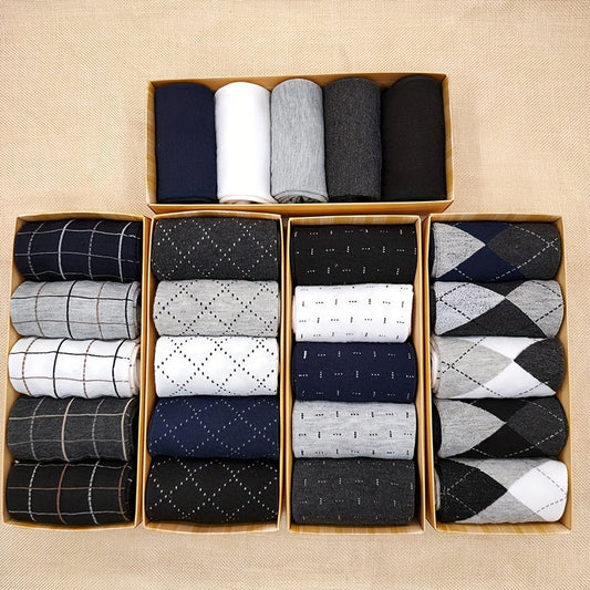 Men's Classic Pattern Socks Comfortable Fit - Fashinoza