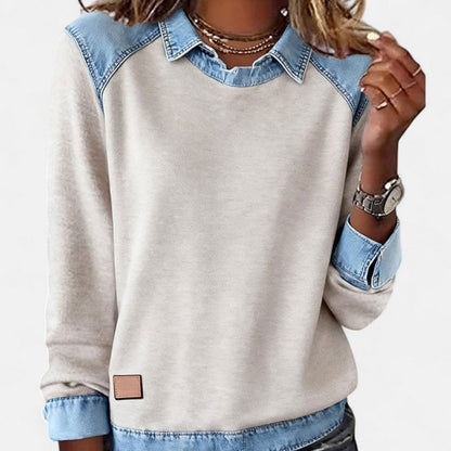 Women's Collared Long Sleeve Sweater - Fashinoza