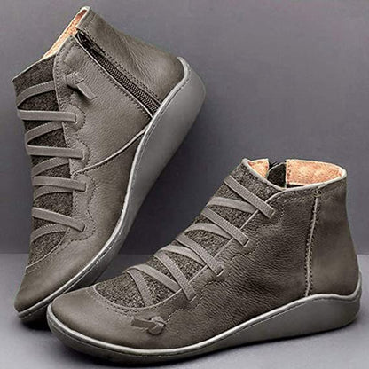 Women's Low Ankle Boots Lace Up Flat Style