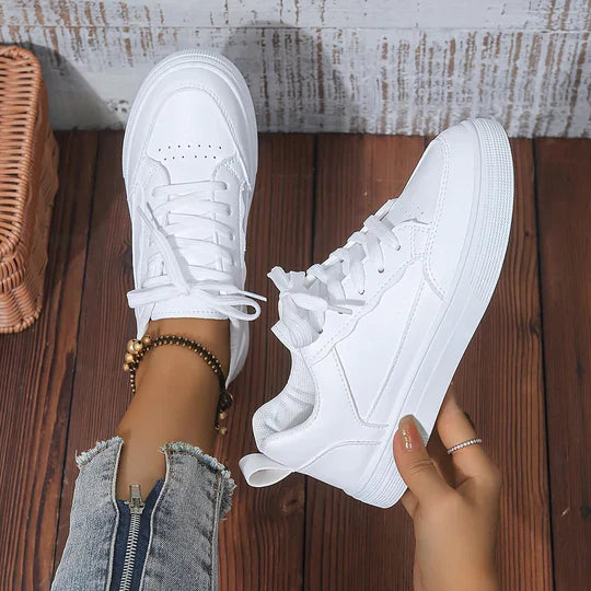 Women's White Sneakers - Fashinoza