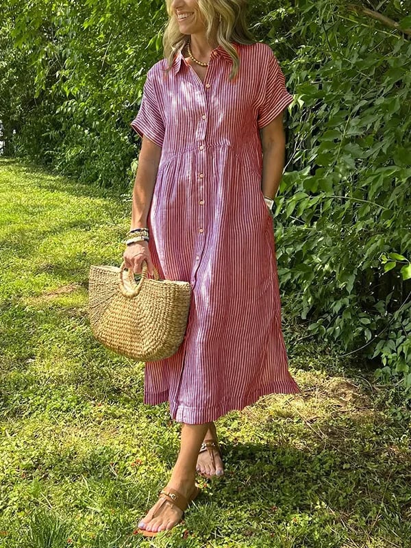 Women's Striped Button Front Dress