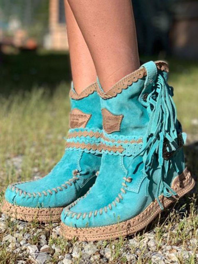 Fringe Moccasin-Style Boots