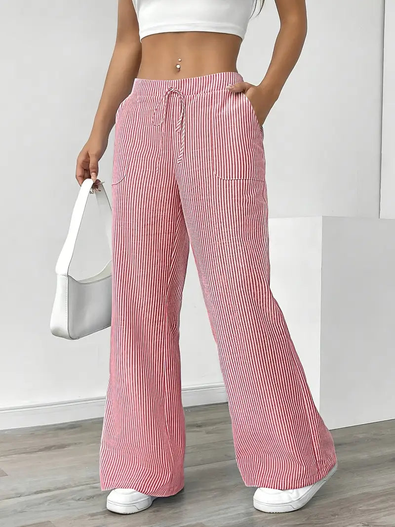 Relaxed Wide-Leg Stripe Trousers
