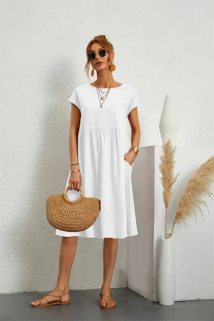 Women's Midi Dress Gathered Waist