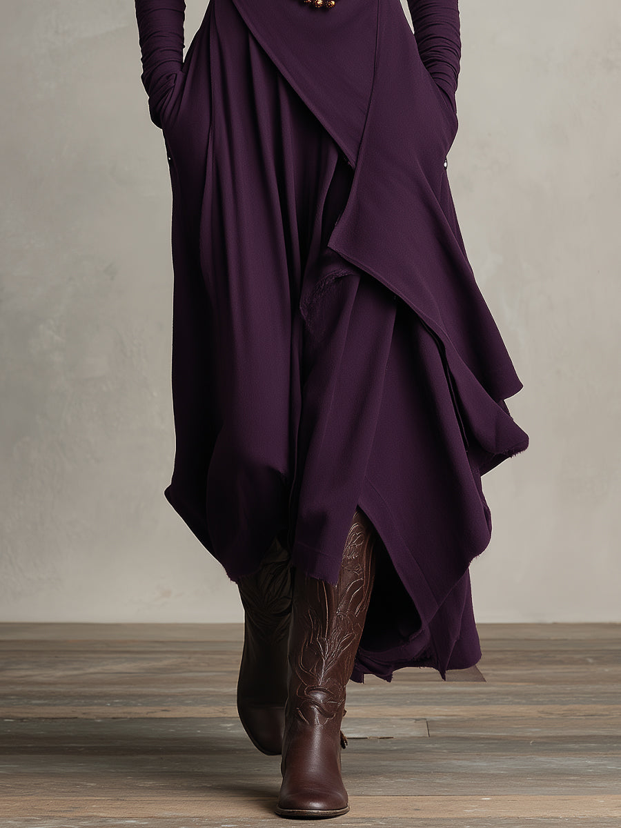 Wrap Turtleneck Midi Dress