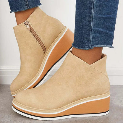 Women's Side Zip Wedge Boots