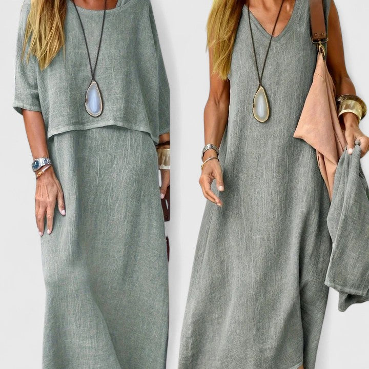 Women's Maxi Dress Set Cotton Two Piece