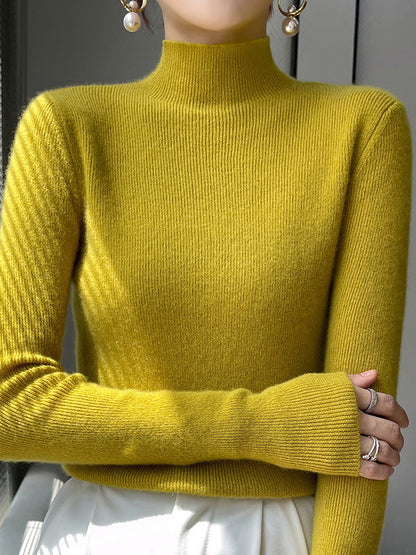 Elegant Ribbed Knit Turtleneck Sweater