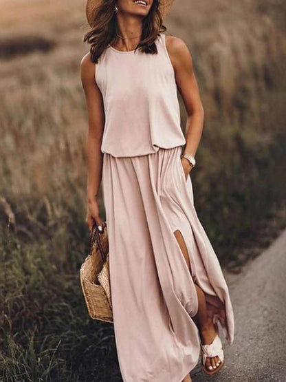 Women's Sleeveless Summer Dress Loose Fit Rose - 
Fashinoza