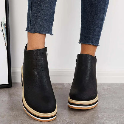 Women's Side Zip Wedge Boots