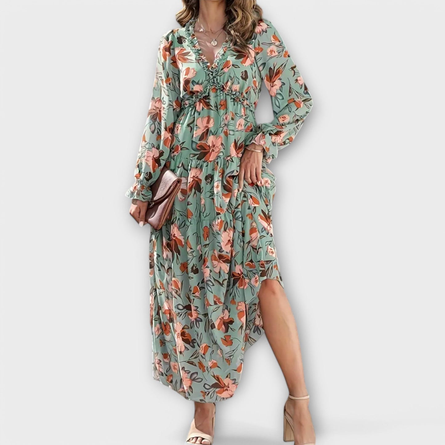 Women's Floral V-Neck Tiered Dress